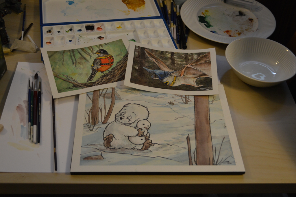 Robin Bat & Yeti Watercolours